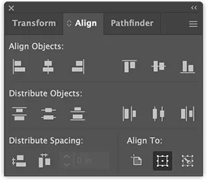 Align menu in Adobe Illustrator with Distribute Spacing controls