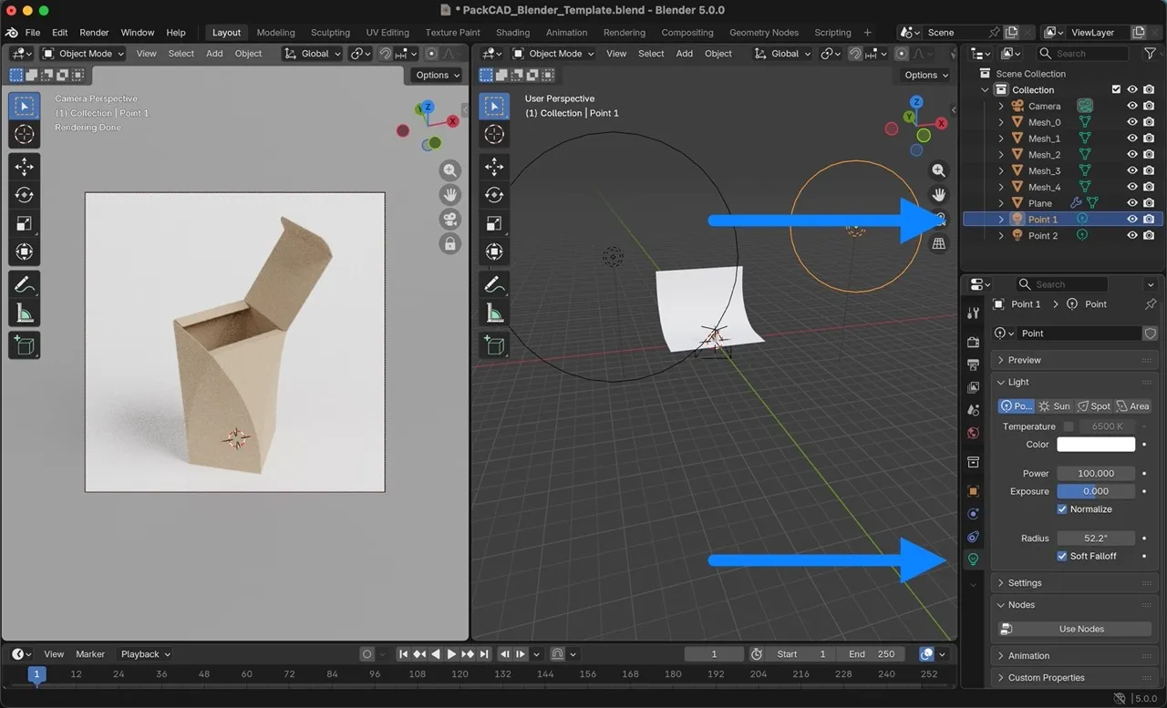 Point light settings
