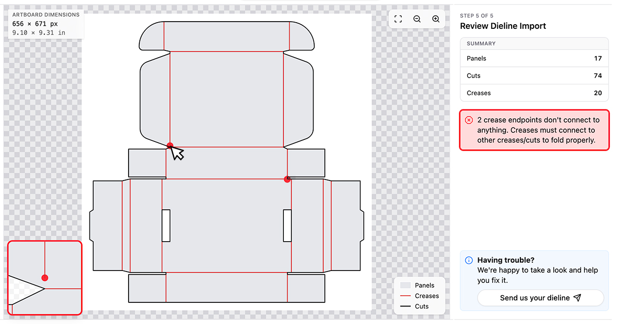 Dieline Troubleshooting