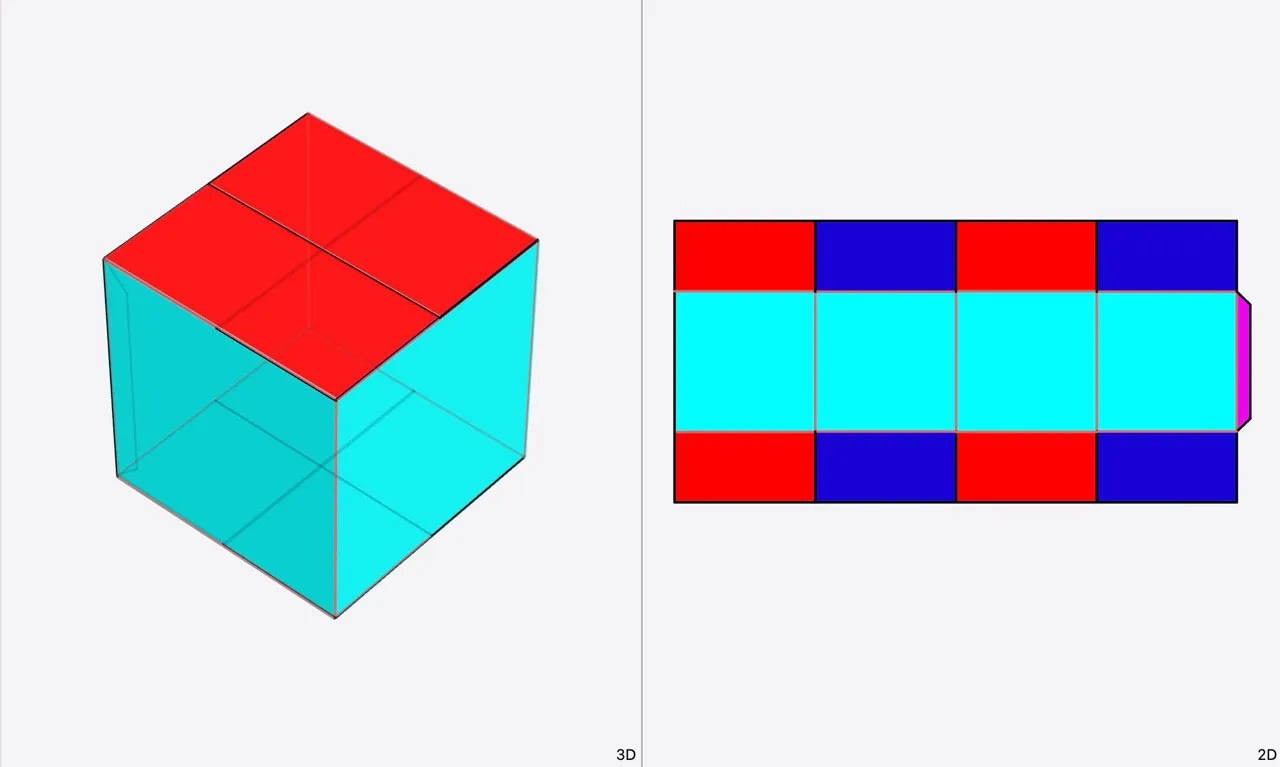 Red flaps on top of blue flaps