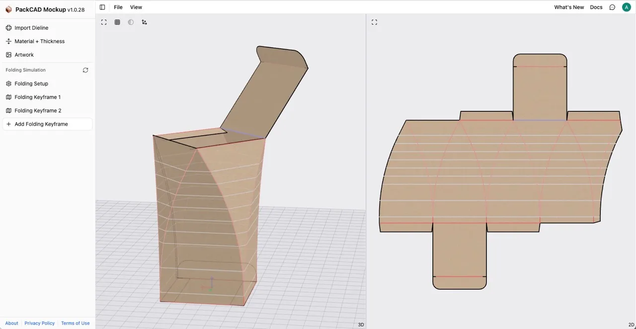 Curved box folded in PackCAD Mockup