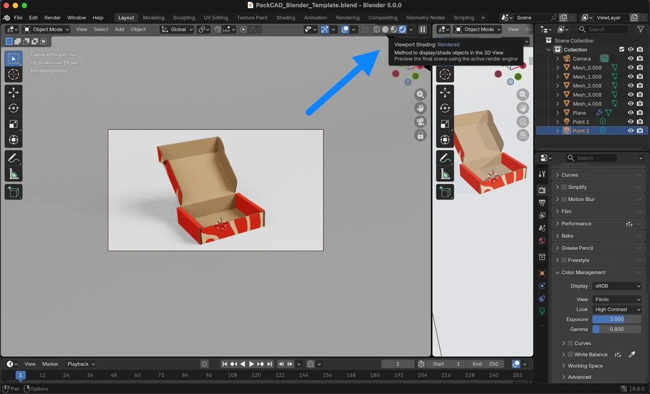 Viewport Shading:Rendered
