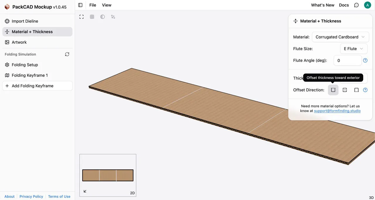 Thickness offset direction UI